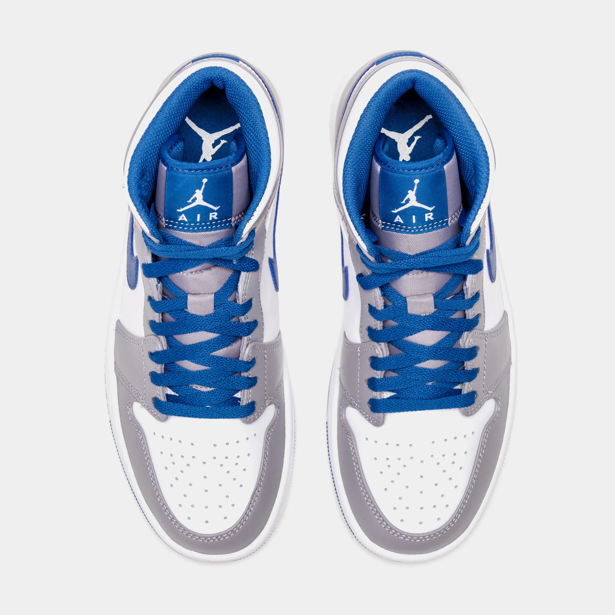 Air Jordan 1 Mid True Blue Mens Lifestyle Shoes (Grey/Blue)