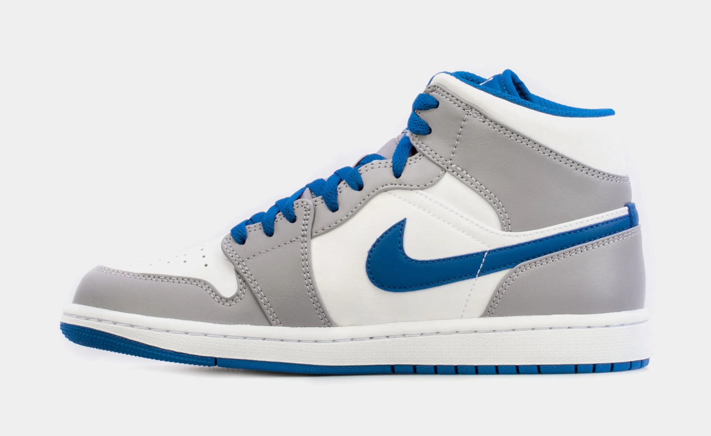 Air Jordan 1 Mid True Blue Mens Lifestyle Shoes (Grey/Blue)