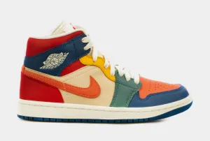 Air Jordan 1 Retro Mid Multi-Color Womens Lifestyle Shoes (White/Multi)