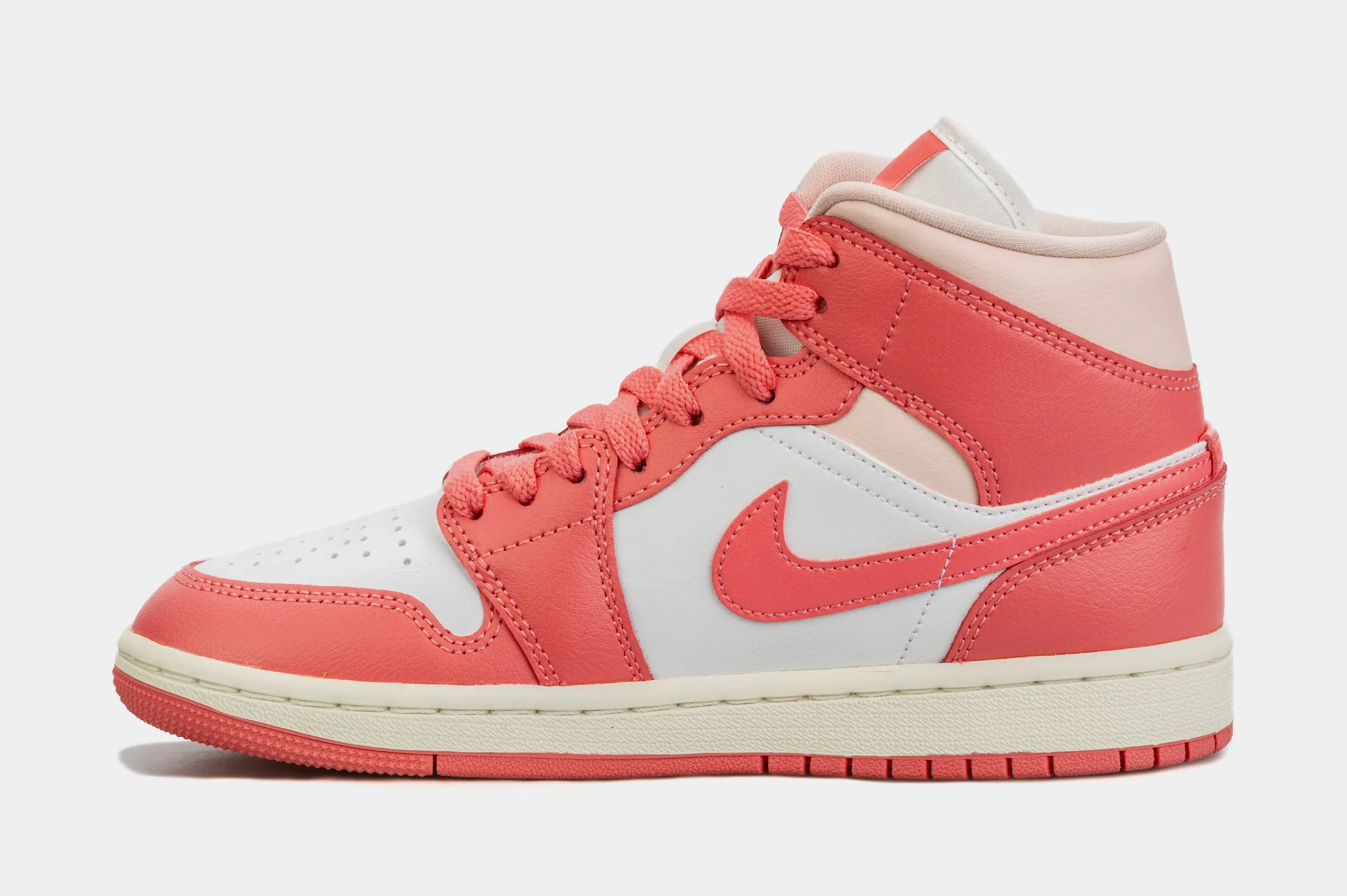 Air Jordan 1 Retro Mid Strawberries and Cream Womens Lifestyle Shoes (Pink/Beige)