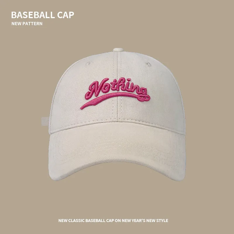 Baseball hat for men, trendy brand, brushed embroidered letters, enlarged and deepened, wide brim, versatile, face-friendly, small duck cap for women