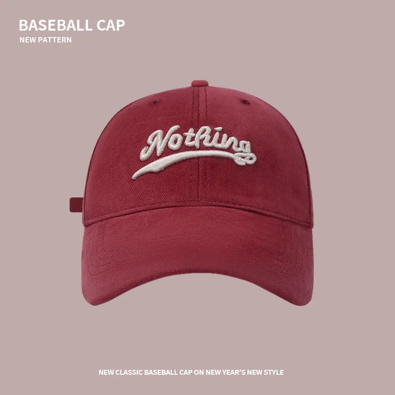 Baseball hat for men, trendy brand, brushed embroidered letters, enlarged and deepened, wide brim, versatile, face-friendly, small duck cap for women