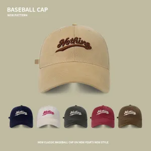 Baseball hat for men, trendy brand, brushed embroidered letters, enlarged and deepened, wide brim, versatile, face-friendly, small duck cap for women