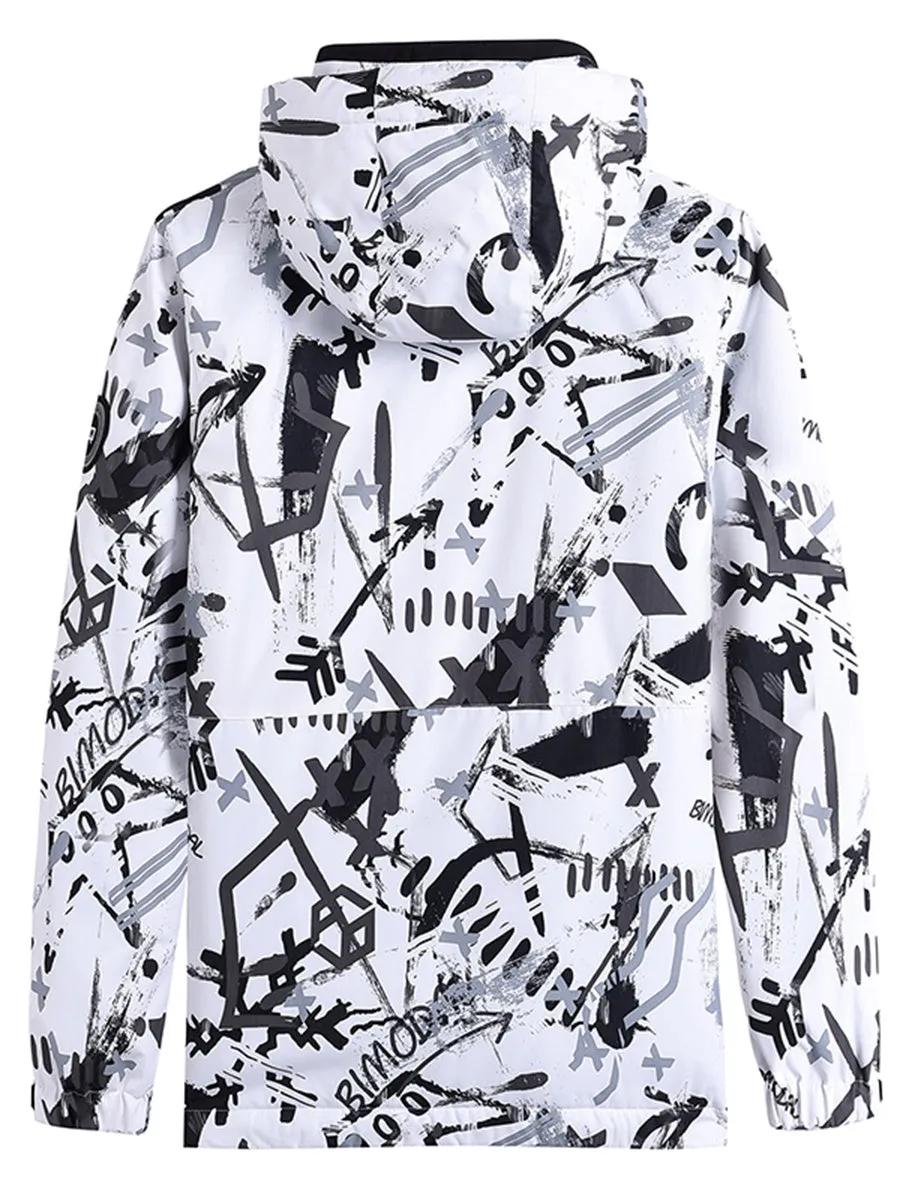 Breathable Women Graffiti Print Ski Jacket