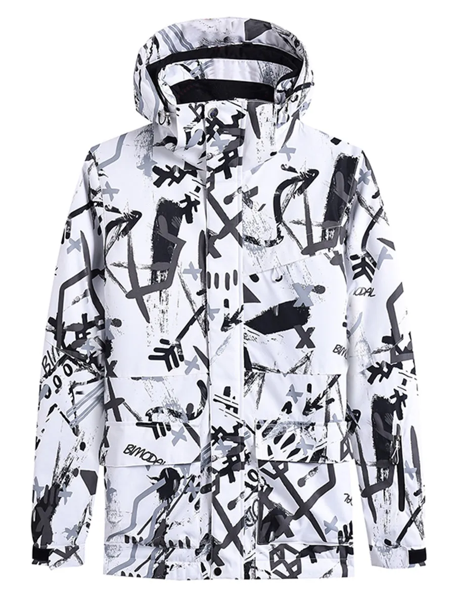 Breathable Women Graffiti Print Ski Jacket