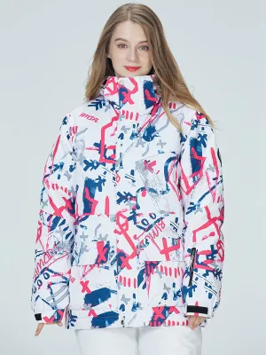 Breathable Women Graffiti Print Ski Jacket