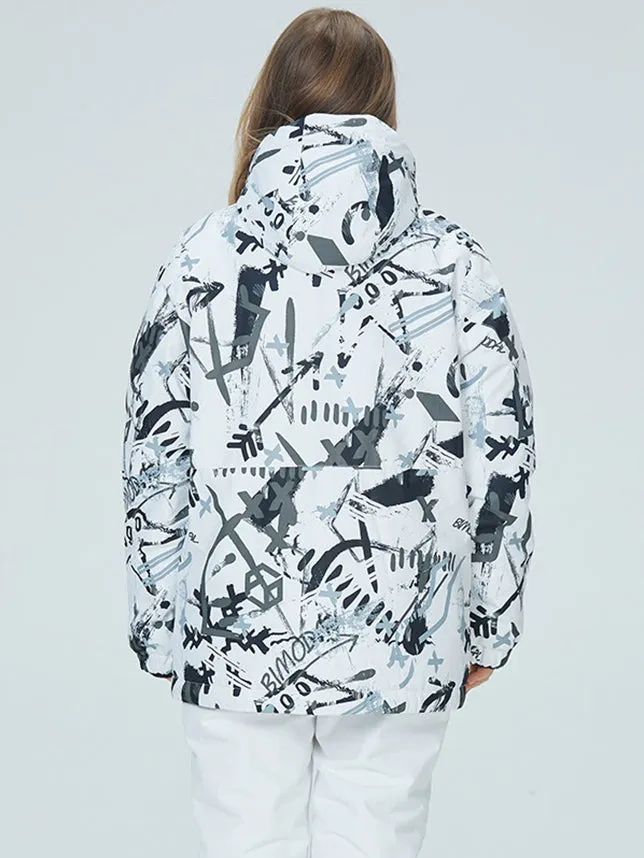 Breathable Women Graffiti Print Ski Jacket