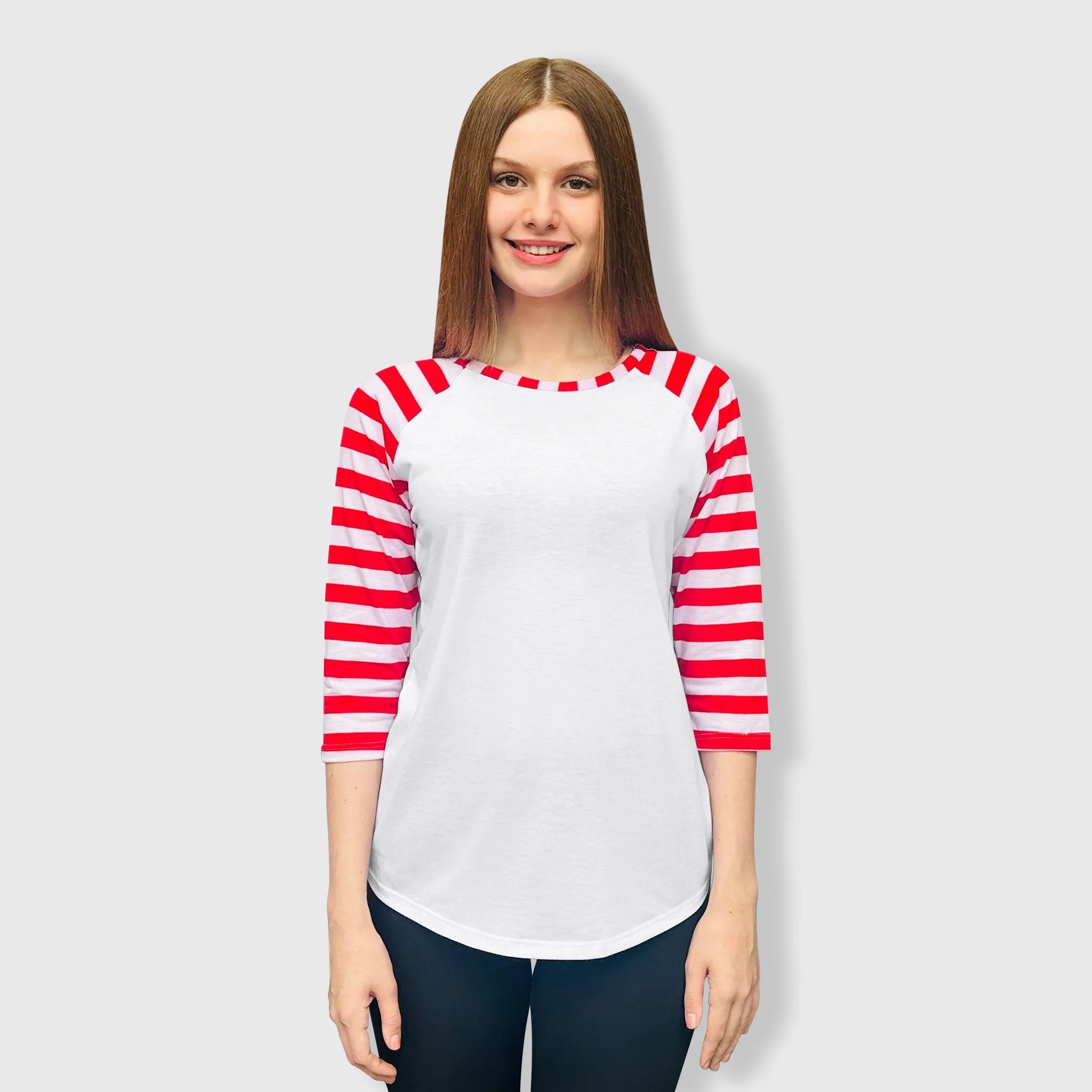 Candy Cane White Red Stripes Polyester Top