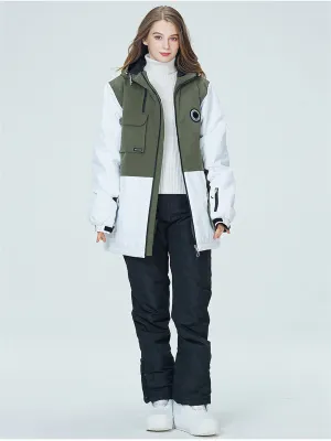 Colorblock Women Ski Jacket & Bib Pants