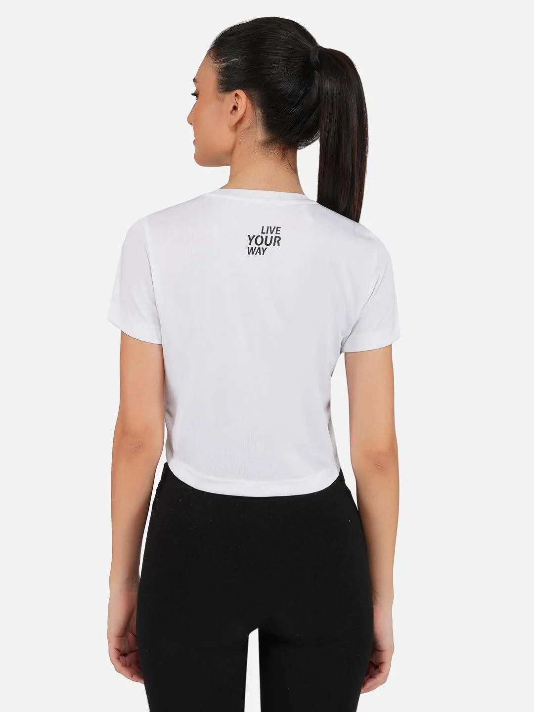 DriDOT White Long Back Crop Top RWW2033