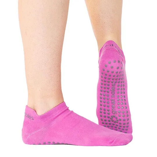 Emery Tab Back Grip Sock - Pink/Grey