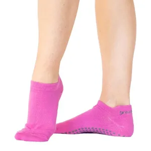 Emery Tab Back Grip Sock - Pink/Grey