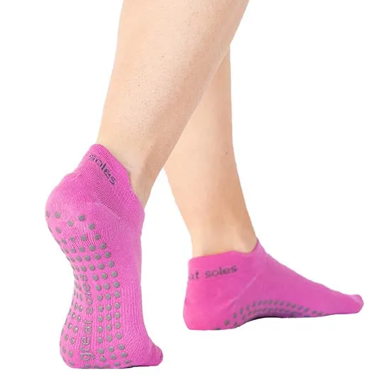 Emery Tab Back Grip Sock - Pink/Grey