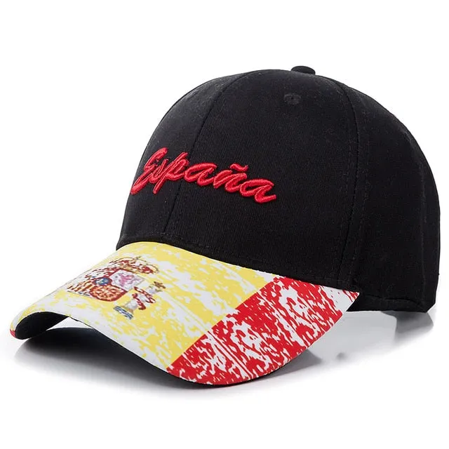 España Spanish Letter Embroidery Baseball Adjustable Snapback Cap