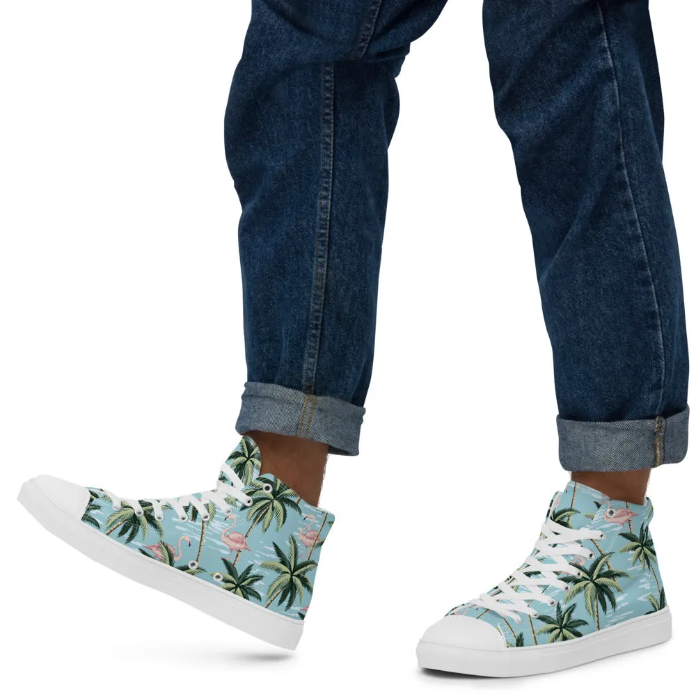 Florida Man Pattern Flamingo Men’s high top canvas shoes