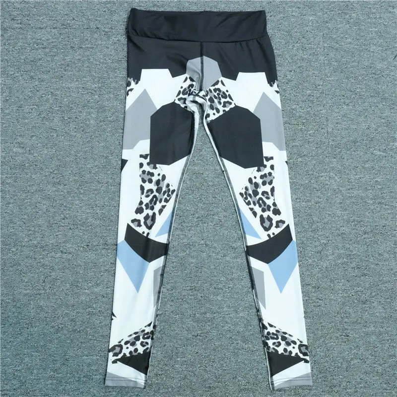 Geometric Leopard Workout Elastic Leggings