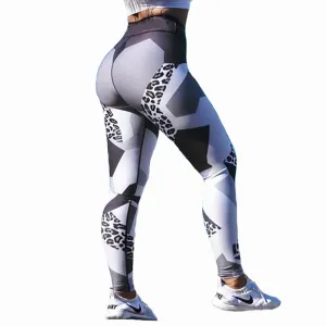 Geometric Leopard Workout Elastic Leggings