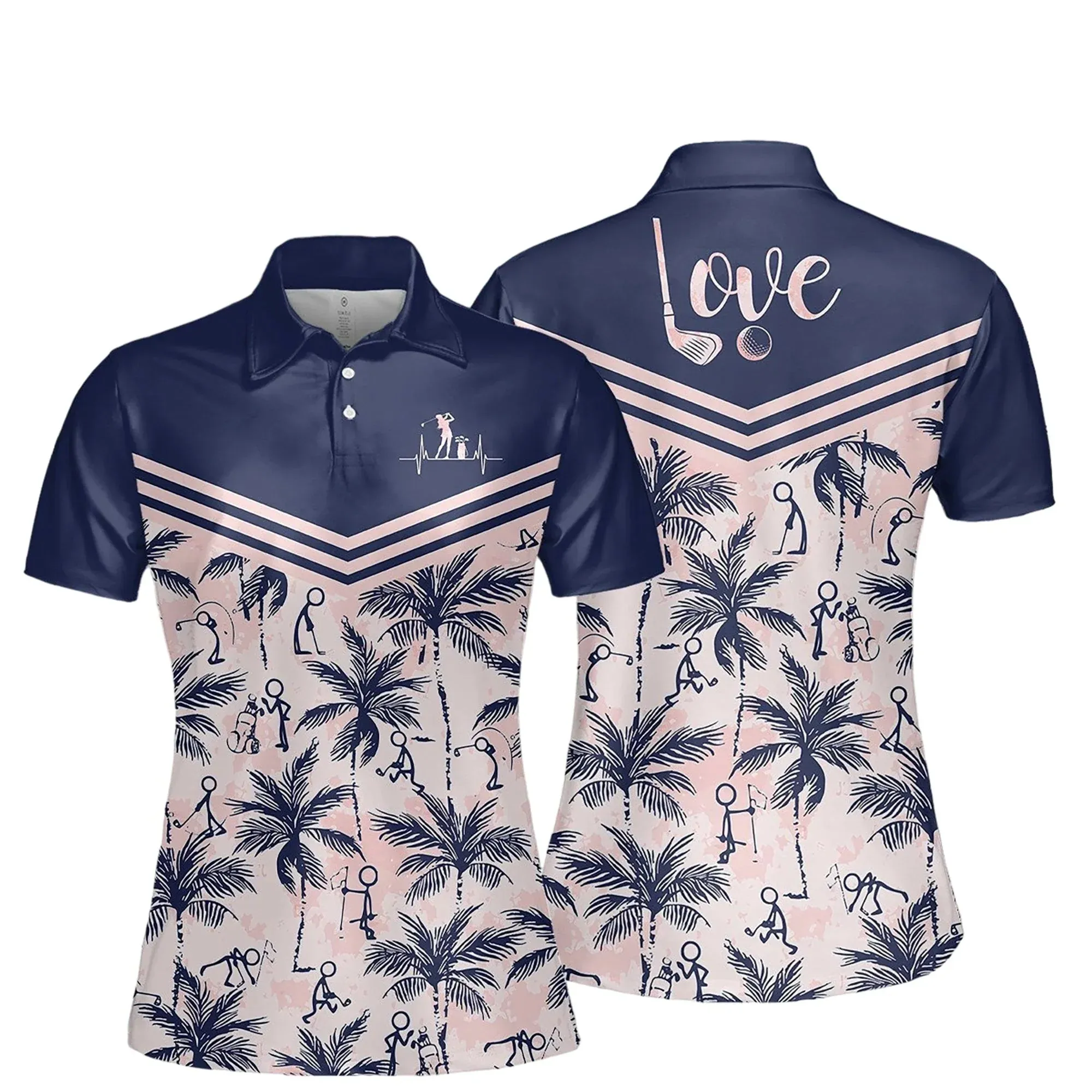 Heart Beat Love Golf Short Sleeve Polo Shirt Sleeveless Polo Shirt, Polo Shirts for Women Sleeveless Summer Sports