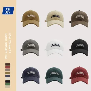 High-quality brushed soft-top baseball cap for men with letter embroidery Korean style trendy big head circumference showing face small versatile peaked cap for women