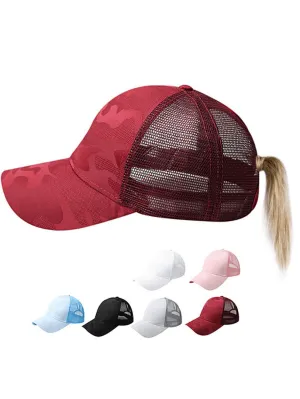 Hollow Out Ponytail Baseball Cap / Outdoor Sports Snapback Sunhat - SF0769