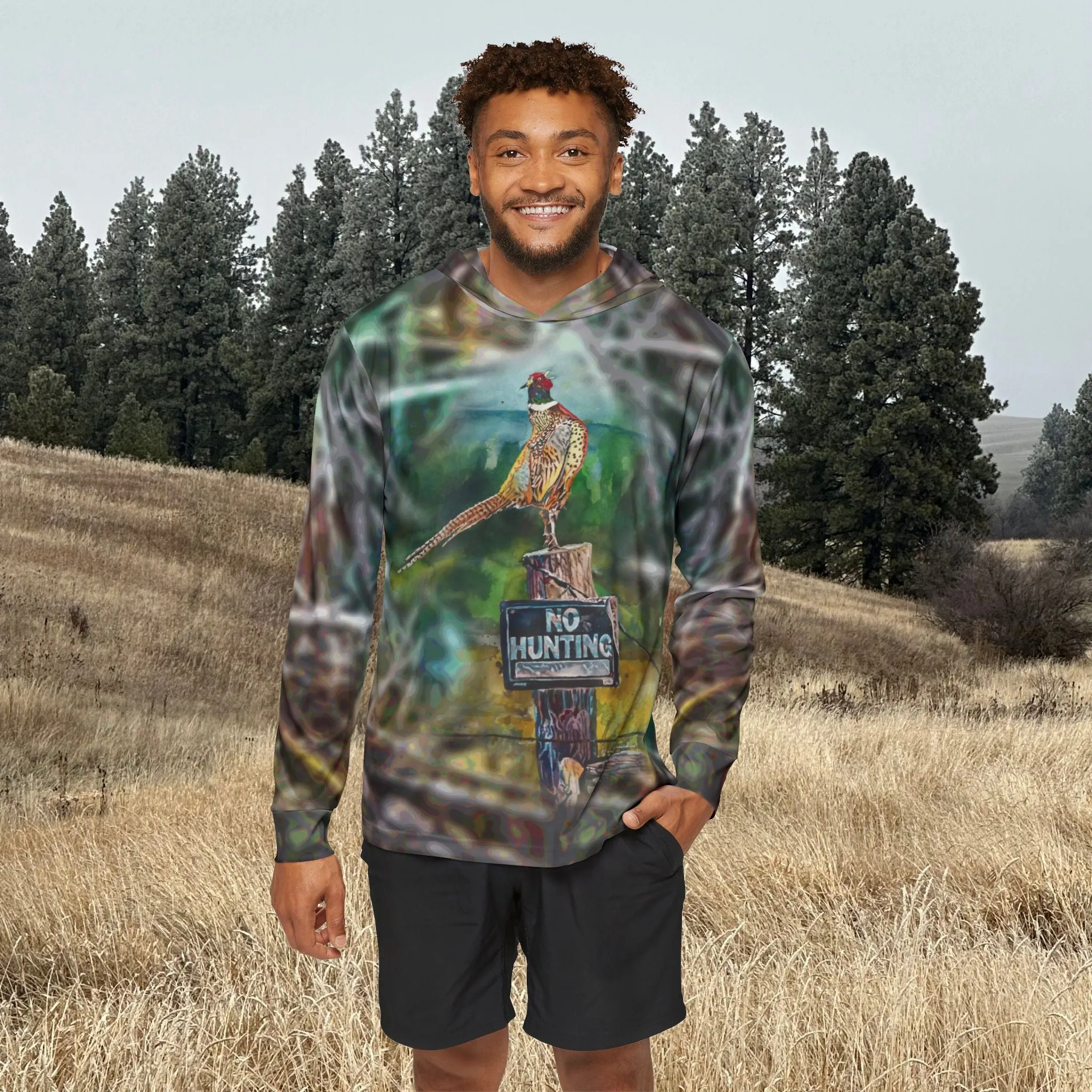 Hoodie - Andy's Pheasant Watercolor Camo Sports Hoodie for Men