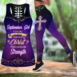 Jesus September Girl Tattoo Tank Top Legging - Christian Tank Top And Legging Sets For Women