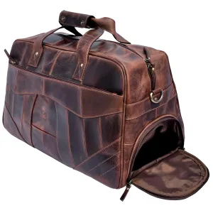 John Leather Travel Duffle Bag with Shoe Pocket, Walnut Brown