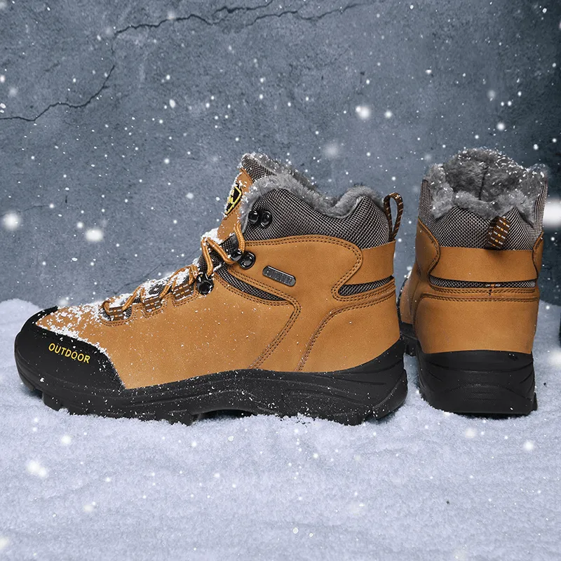 kkboxly kkboxly Men Outdoor Comfy Non Slip Wearable Plush Warm Winter Hiking Boots