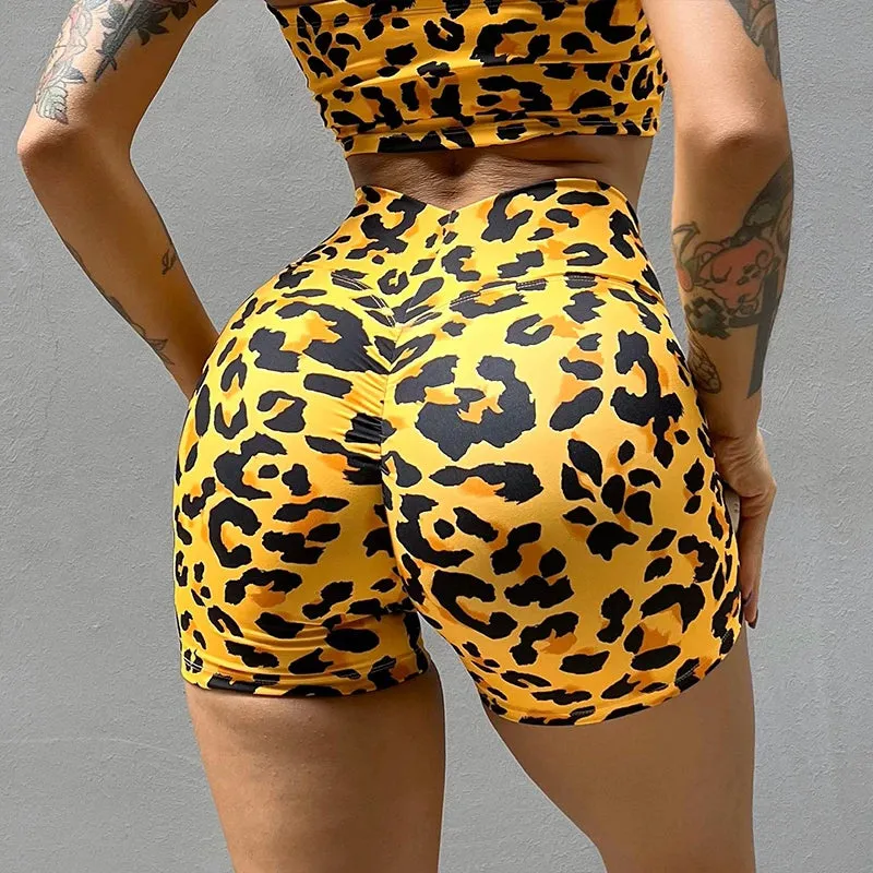 Leopard Print Yoga Shorts