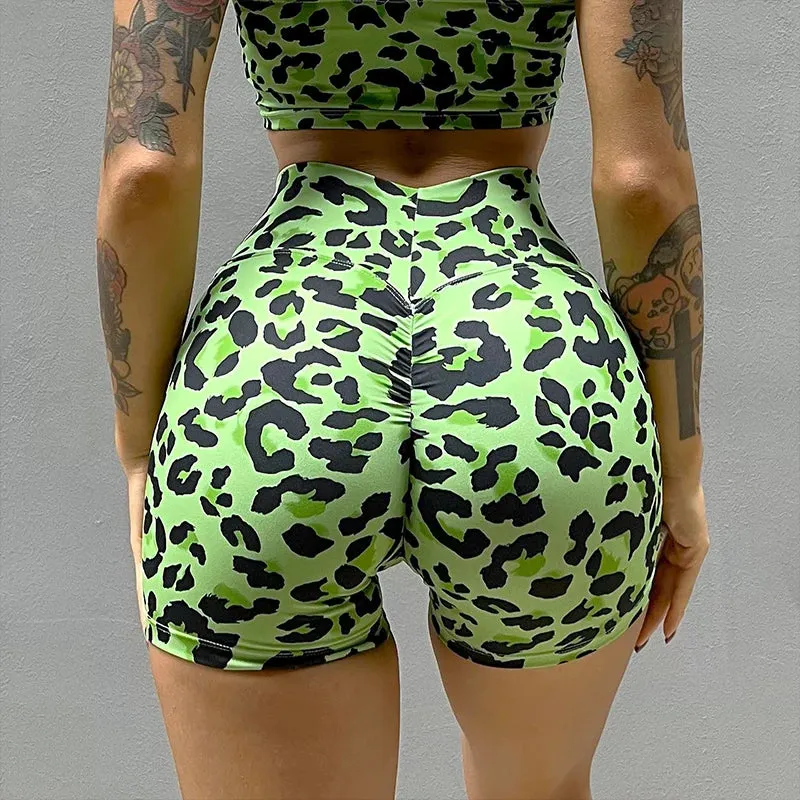 Leopard Print Yoga Shorts