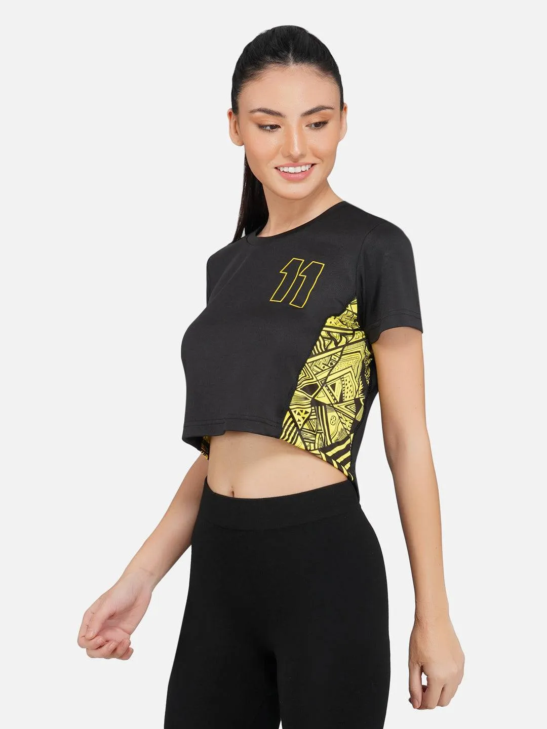 Long Back Crop Top Black & Yellow RWW2024