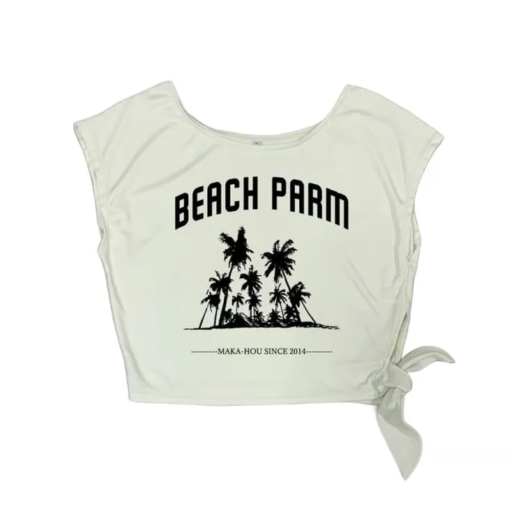 Maka-Hou Women Beach Parm Crop Tee-IVORY (Japanese Brand)