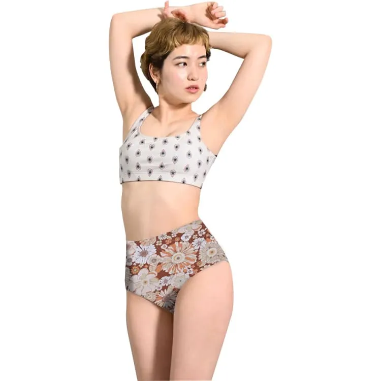 Maka-Hou Women High Waist Bikini Panties-RETRO FLOWER (Japanese Brand)