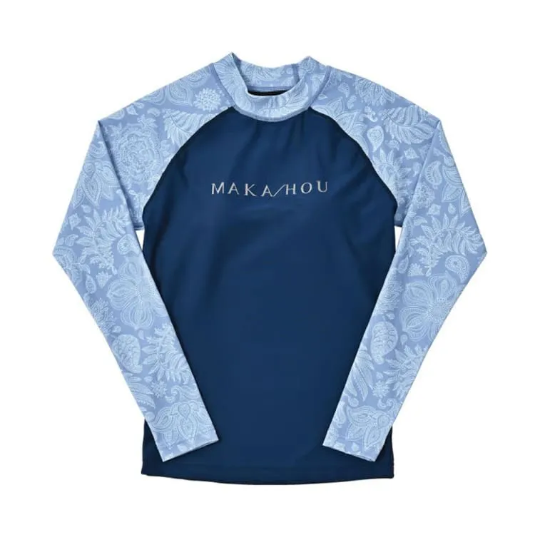 Maka-Hou Women Long Sleeve Rashguard-NAVY LEAF (Japanese Brand)