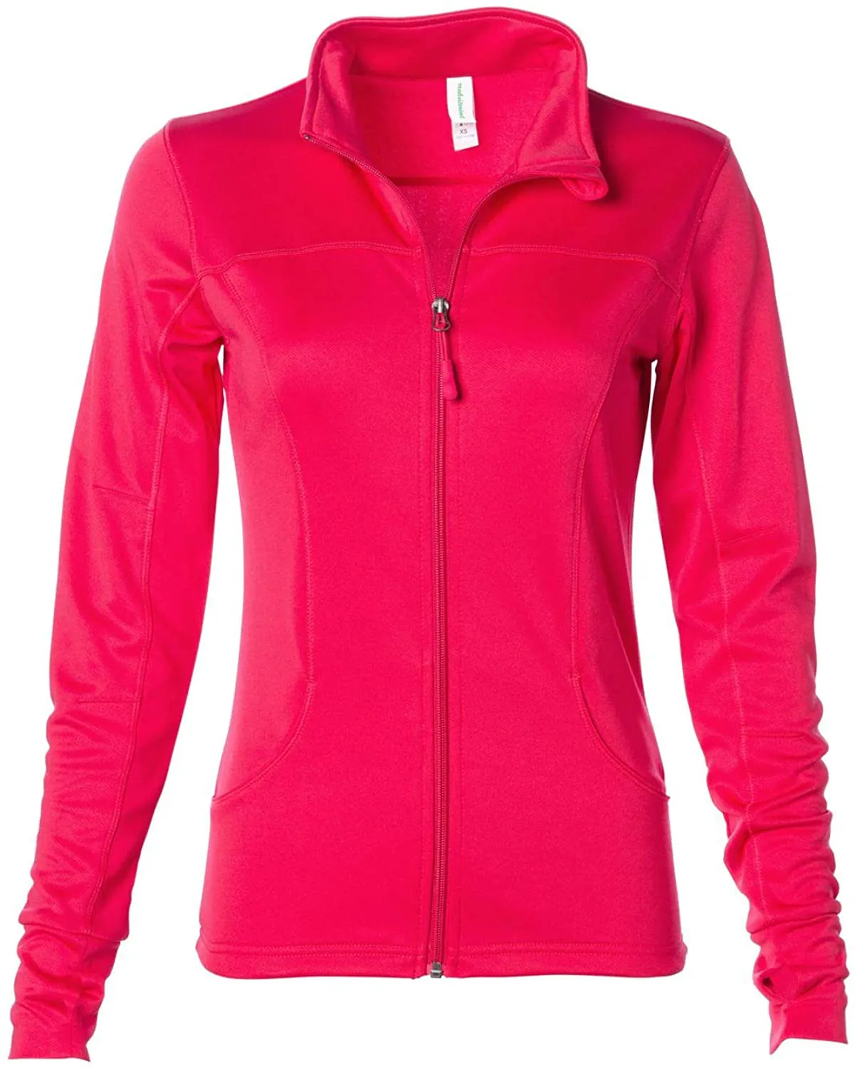 makeitmint Women's Comfy Zip Up Stretchy Work Out Track Jacket w/Back Pocket