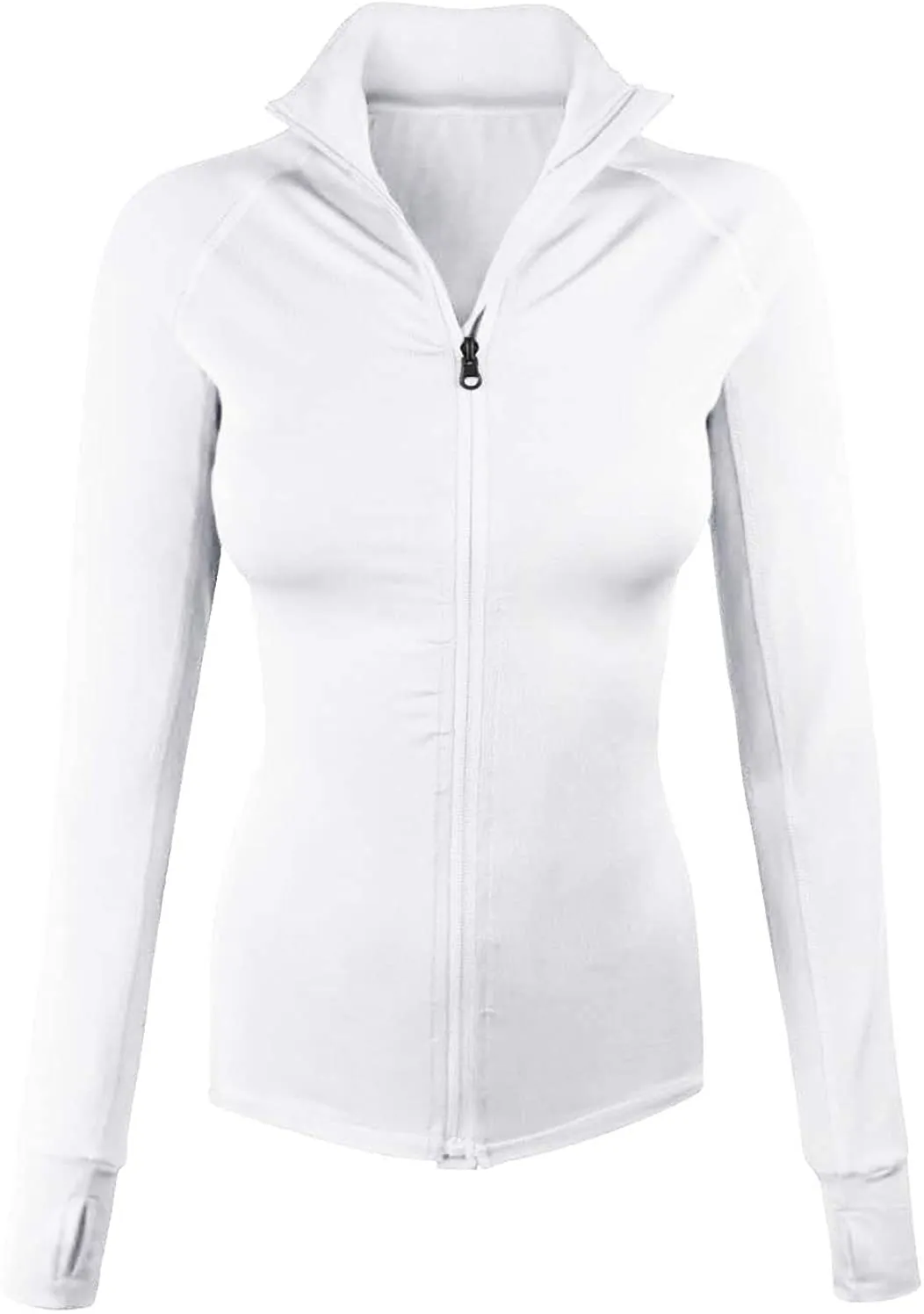 makeitmint Women's Comfy Zip Up Stretchy Work Out Track Jacket w/Back Pocket