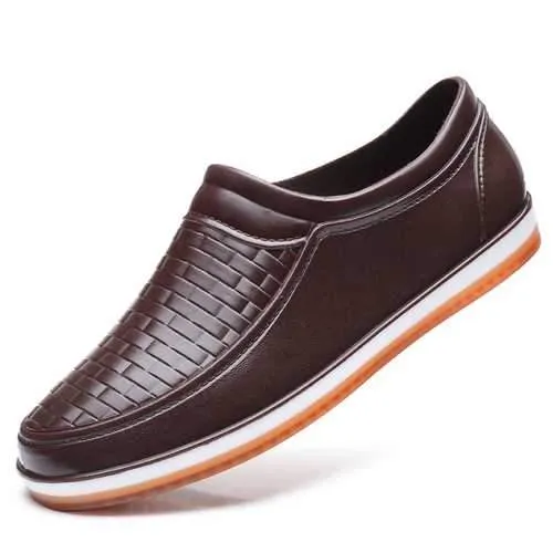 Men Casual Waterproof Soft Flats Woven Style Slip On Flats