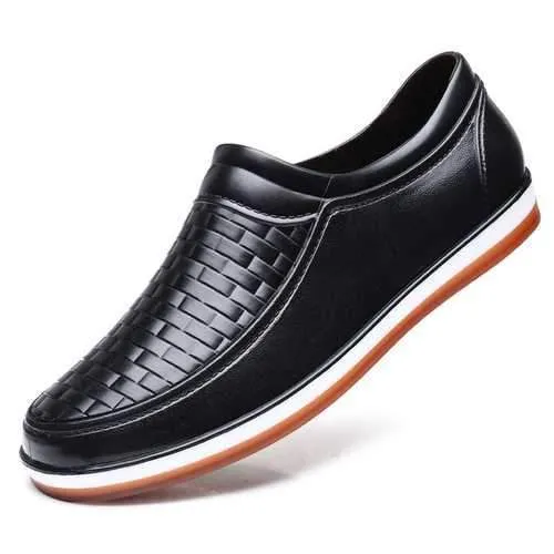 Men Casual Waterproof Soft Flats Woven Style Slip On Flats