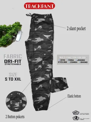 Men Printed Army Black Joggers (Pack of 1)