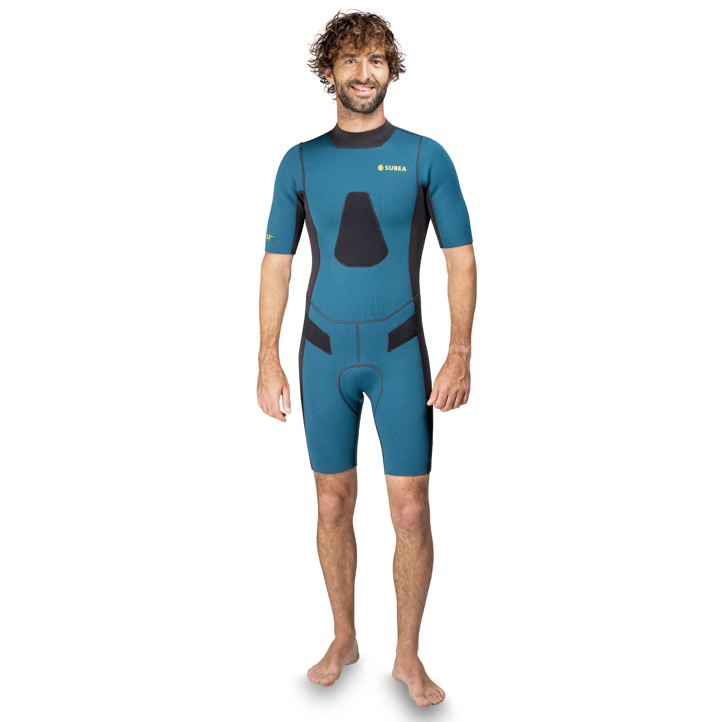 Neoprene Shorts SPF 100 Freediving 2.5 mm for men SUBEA, dark petrol / black-blue