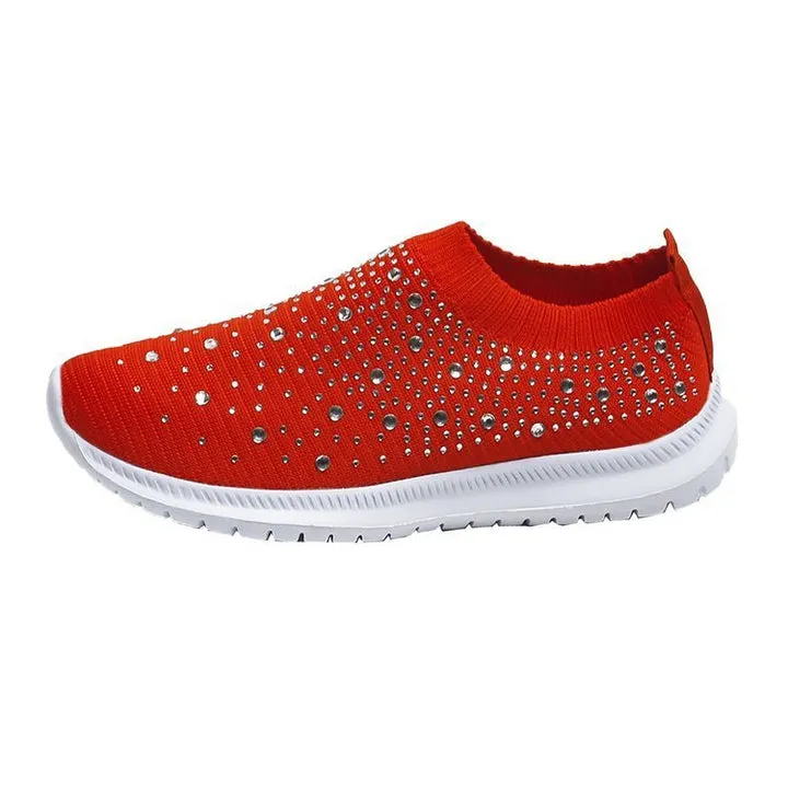 Optimize product title: Sparkling Rhinestone Stretch Sock Shoes for Men and Women - European and American Plus Size - Casual Sneaker