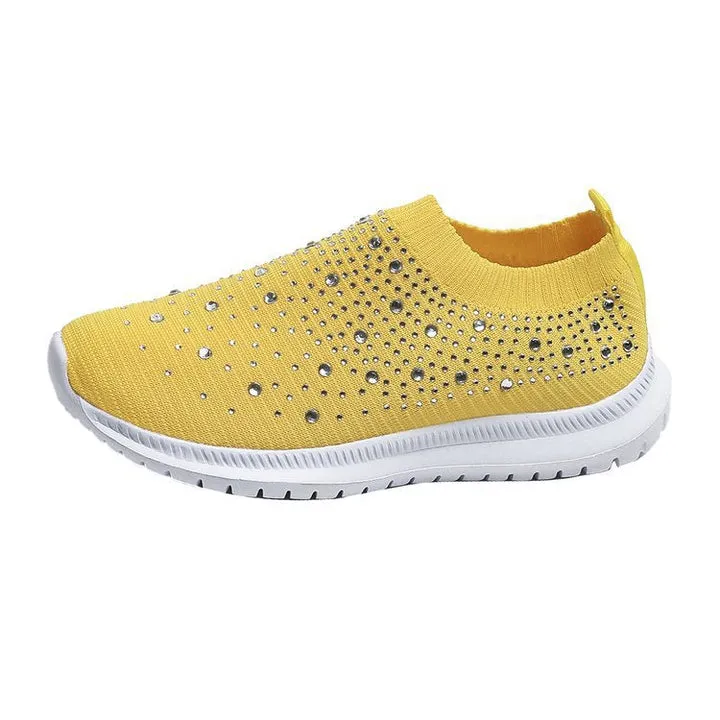 Optimize product title: Sparkling Rhinestone Stretch Sock Shoes for Men and Women - European and American Plus Size - Casual Sneaker