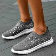 Optimize product title: Sparkling Rhinestone Stretch Sock Shoes for Men and Women - European and American Plus Size - Casual Sneaker