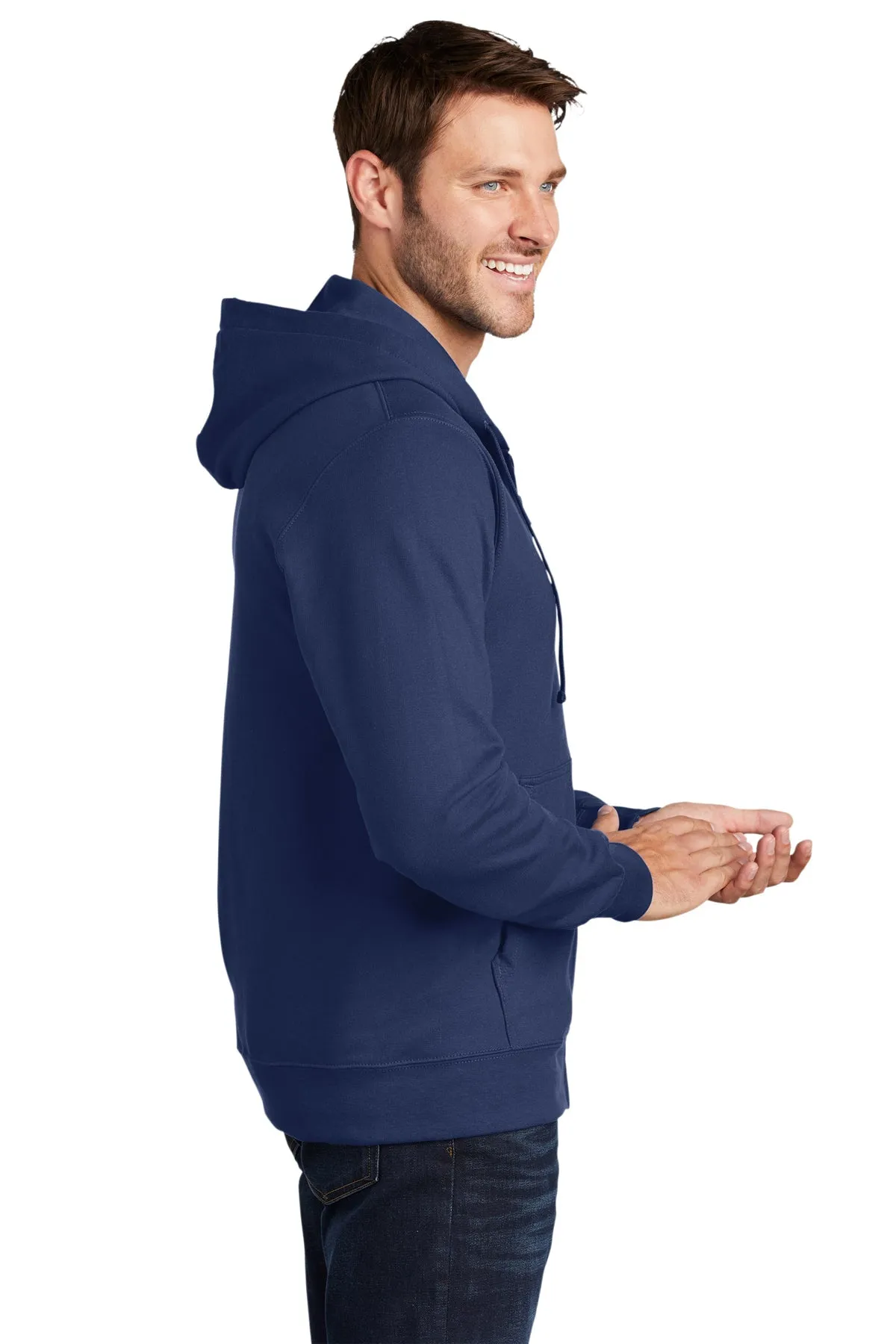 Port & Company Fan Favorite Fleece Branded Zip Hoodies, Team Navy