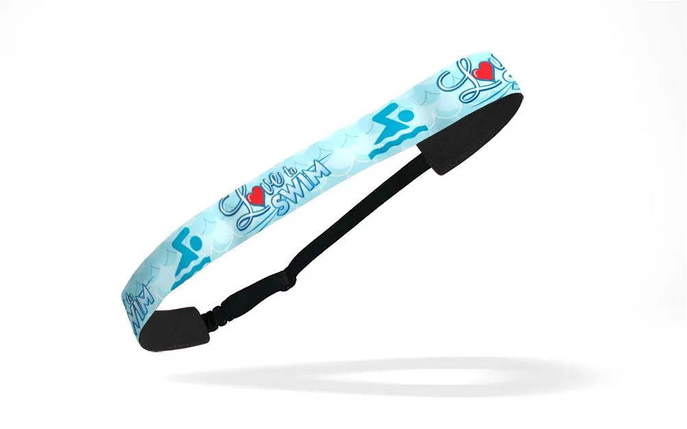 RAVEbandz Adjustable Headbands - Swim- (Love to Swim Blue)