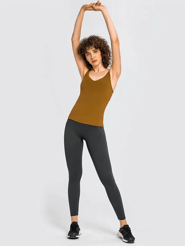 Sexy V-Neck Yoga Sports Tank Top With Padded Bras - SF1801