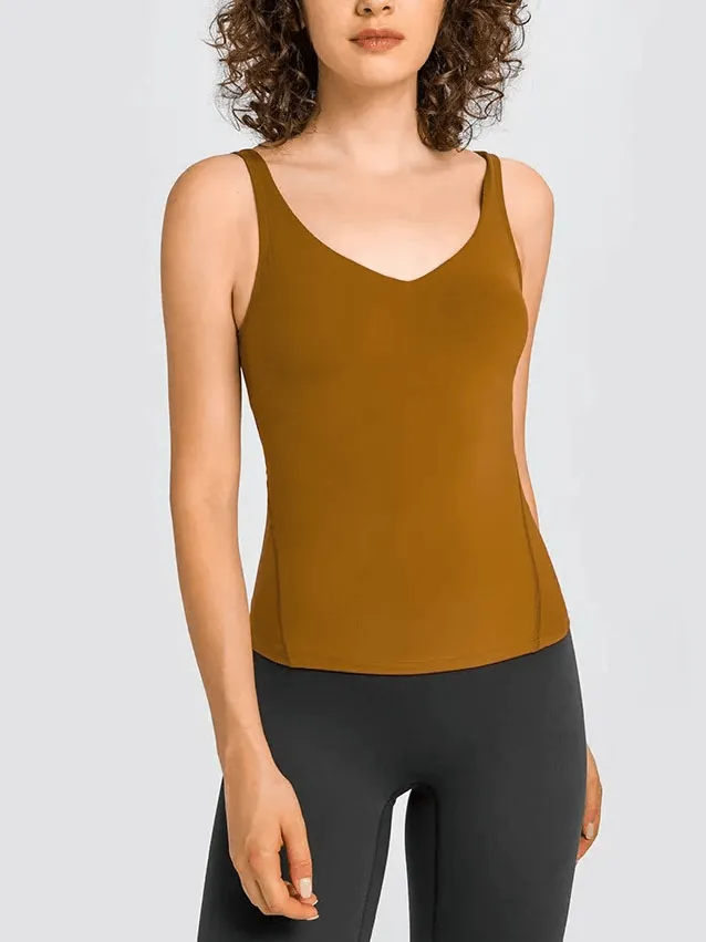 Sexy V-Neck Yoga Sports Tank Top With Padded Bras - SF1801