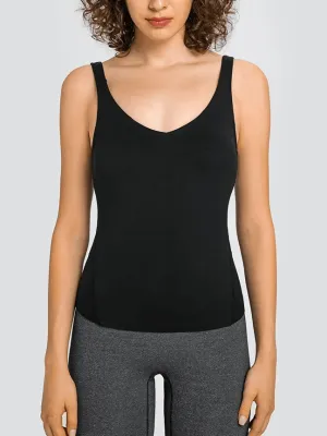 Sexy V-Neck Yoga Sports Tank Top With Padded Bras - SF1801