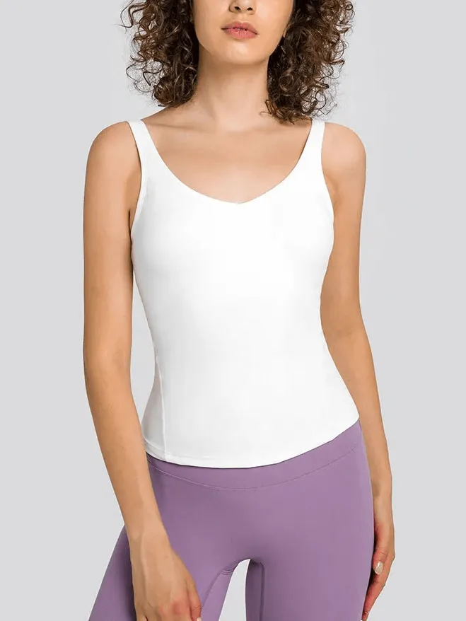 Sexy V-Neck Yoga Sports Tank Top With Padded Bras - SF1801