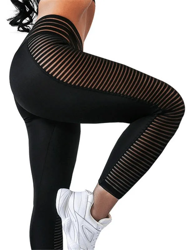 Sports Sexy Mesh Patchwork High Waist Leggings for Women - SF1025